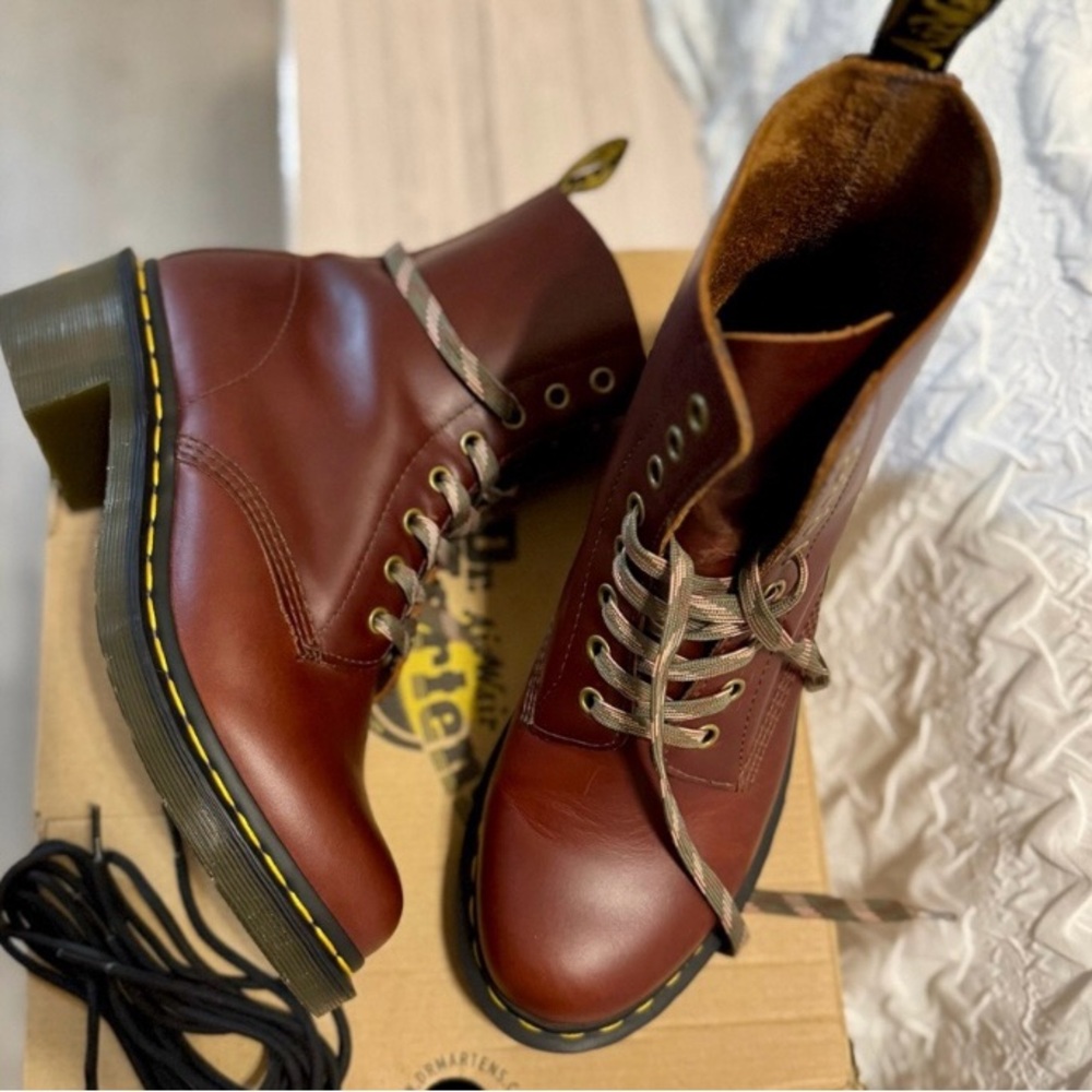 Dr. Martens Brown Leather Clemency Boots 10